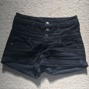 Black High Waisted Denim Shorts